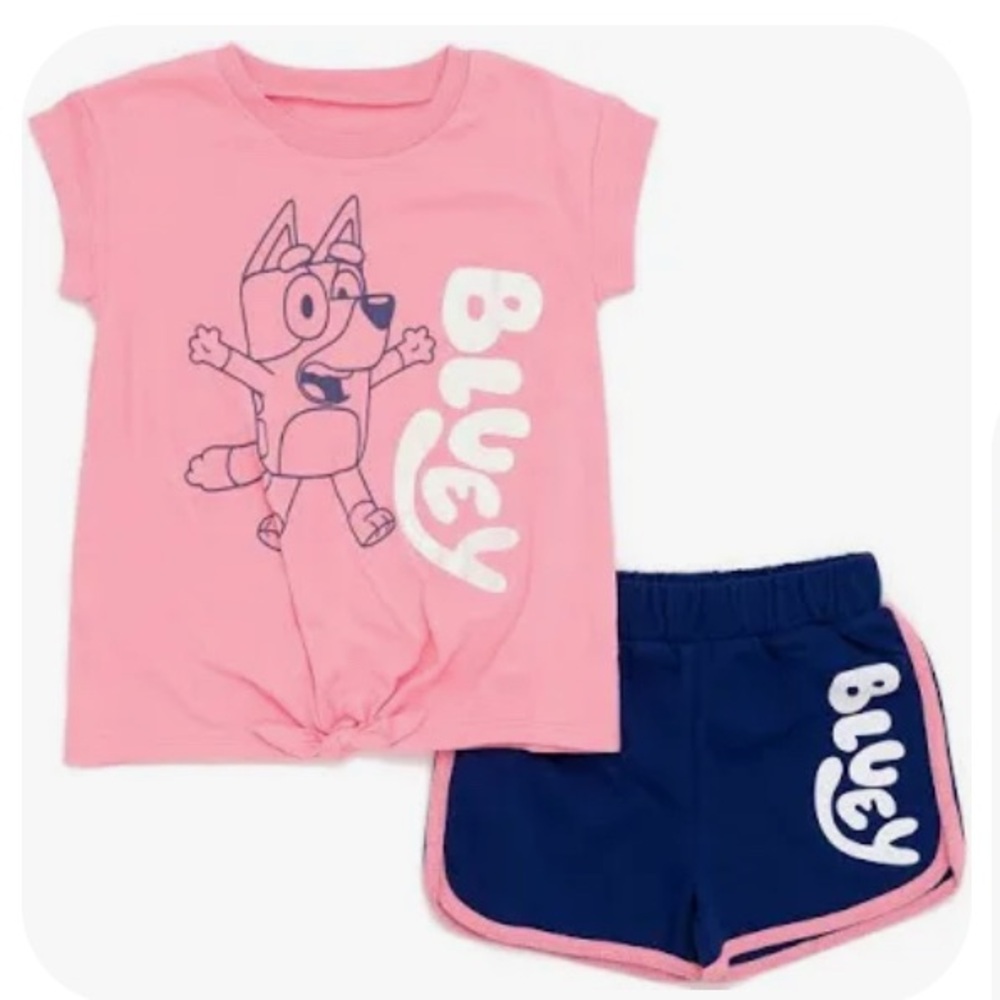 Bluey Pink & Blue Shirts 7-8 Outfit